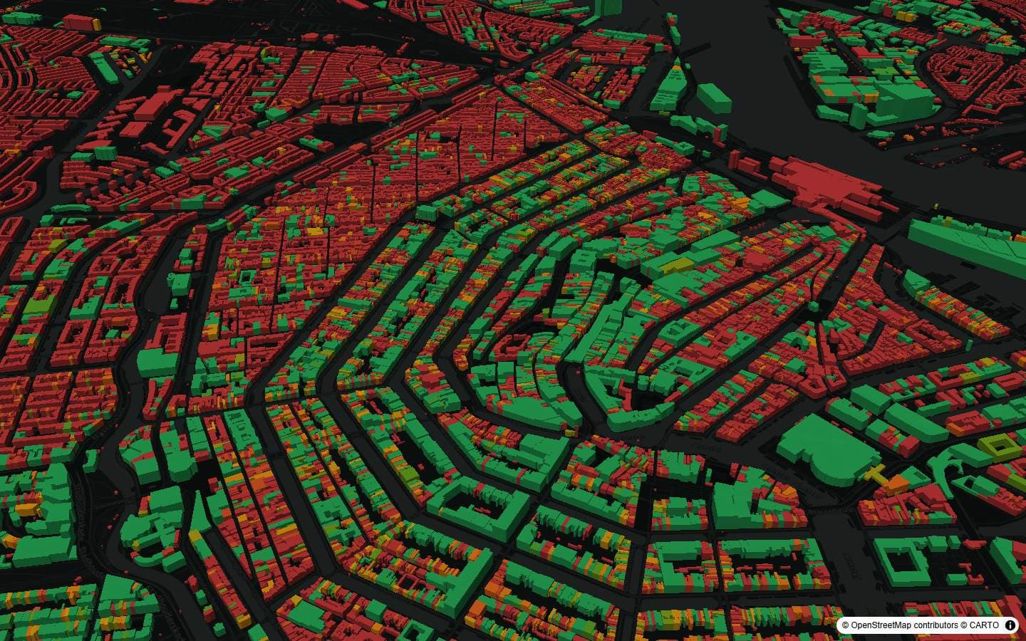 City Atlas: every building in Amsterdam, coloured by score
